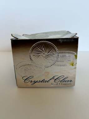 Crystal Clear Industries Set of 4 Pinwheel 24% Lead Crystal Coasters